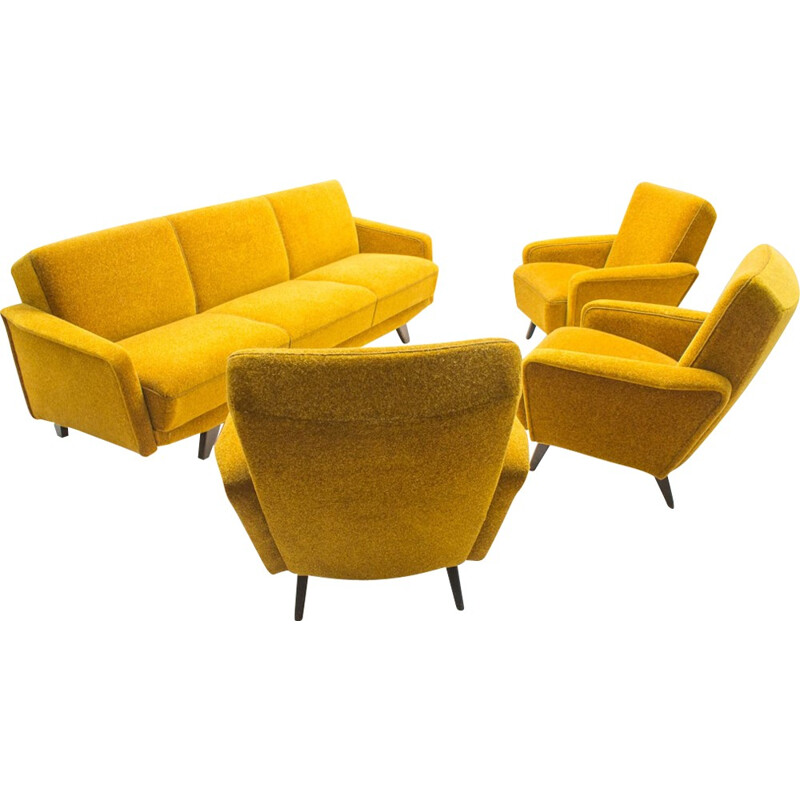 Italian Vintage Living Room Set in Yellow - 1950s