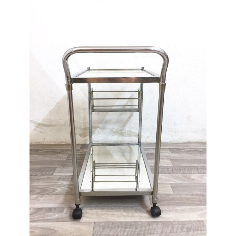 Vintage french chromed dessert trolley - 1970s