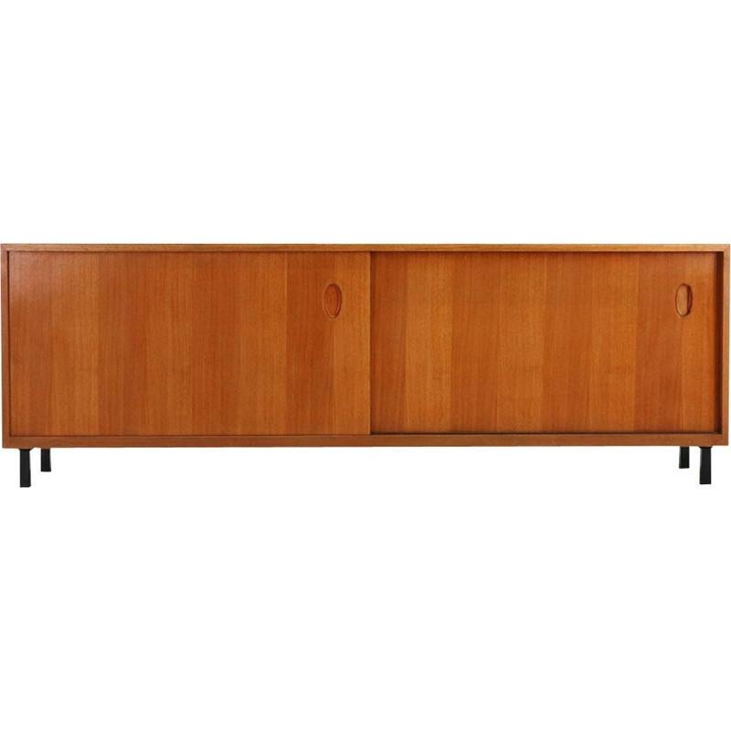 Vintage walnut veneer sideboard with sliding doors by WK Satink - 1950s