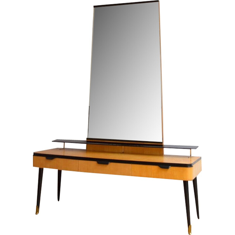 Vintage dressing table in lacquered wood and black gloss - 1960s