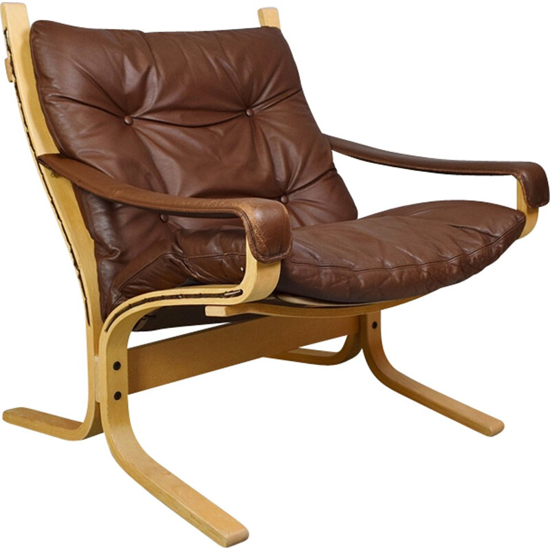 Vintage Leather "Siesta" Armchair by Ingmar Relling for Westnofa - 1970s