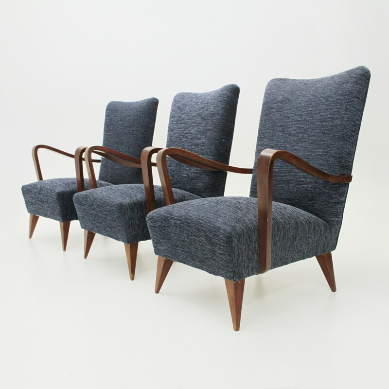 Suite de 3 fauteuils d'accoudoir en bois italien - 1940