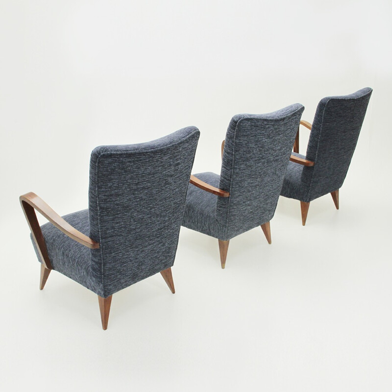 Suite de 3 fauteuils d'accoudoir en bois italien - 1940