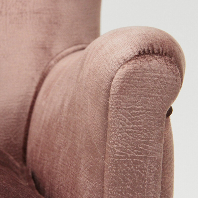 Italian vintage velvet pink armchair - 1950s