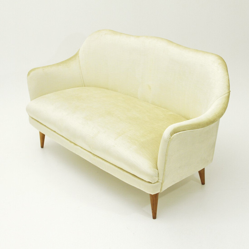 Vintage 2-seater italian velvet sofa - 1950s