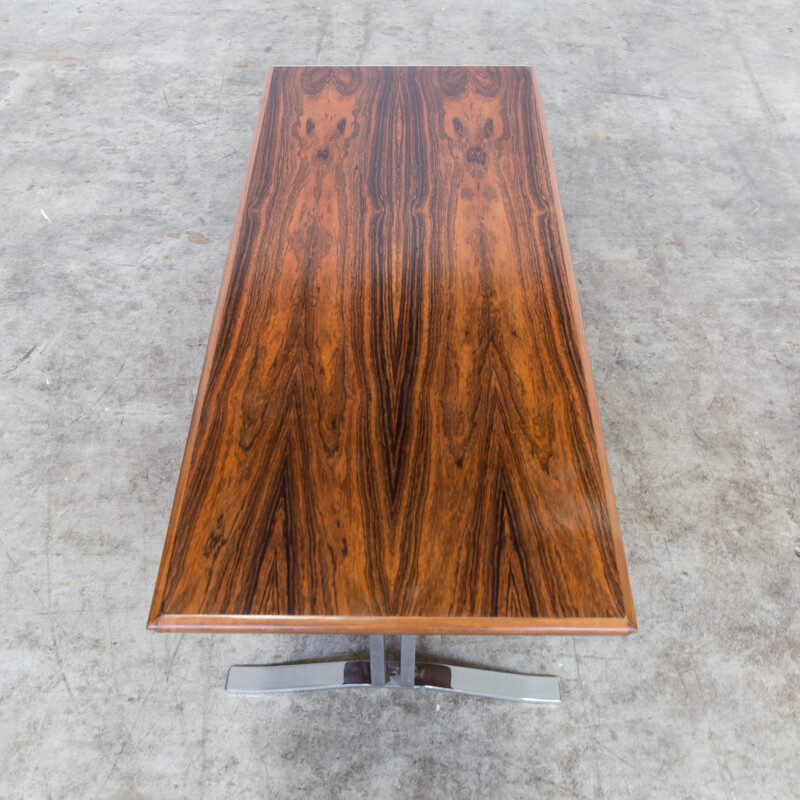 Vintage rosewood and chrome coffee table - 1970s
