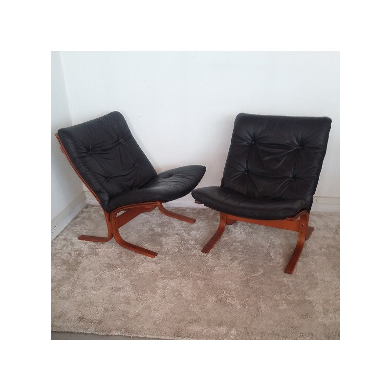 Vintage pair of scandinavian "Siesta" armchairs by Ingmar Relling for Westnofa - 1960s