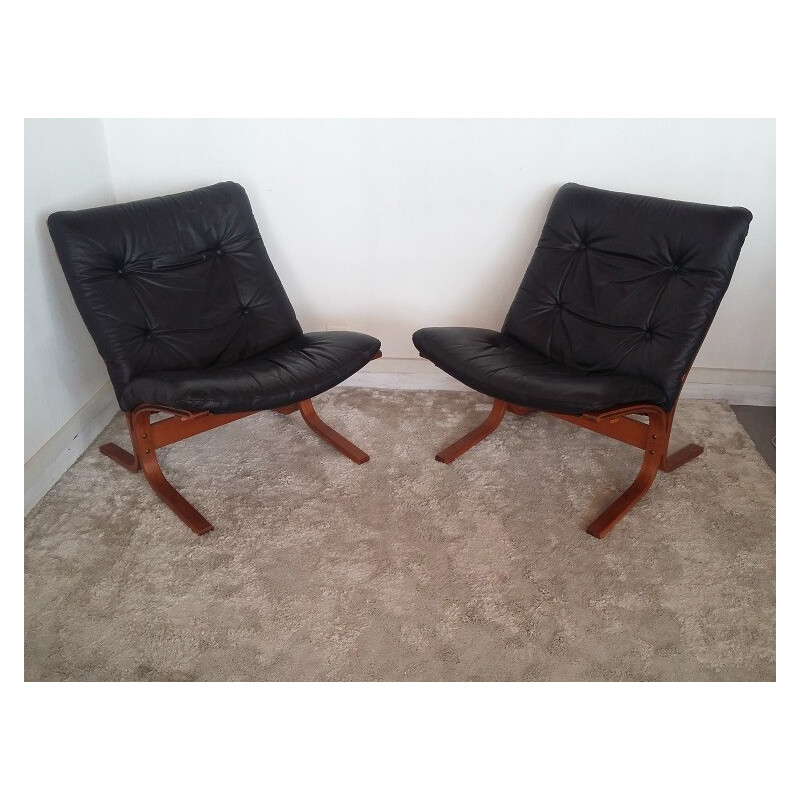 Vintage pair of scandinavian "Siesta" armchairs by Ingmar Relling for Westnofa - 1960s