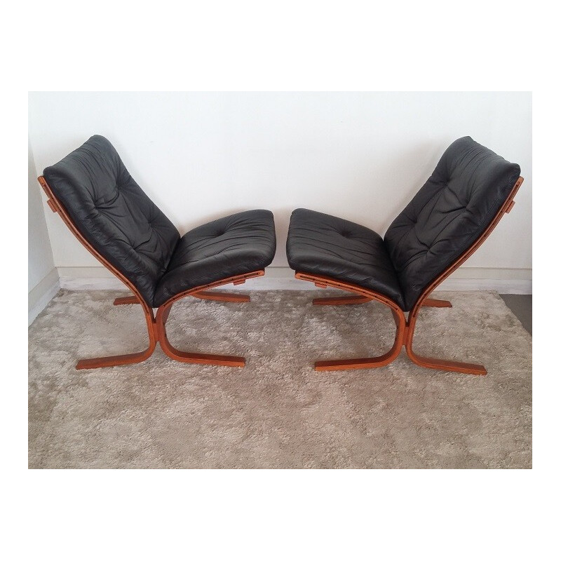 Vintage pair of scandinavian "Siesta" armchairs by Ingmar Relling for Westnofa - 1960s