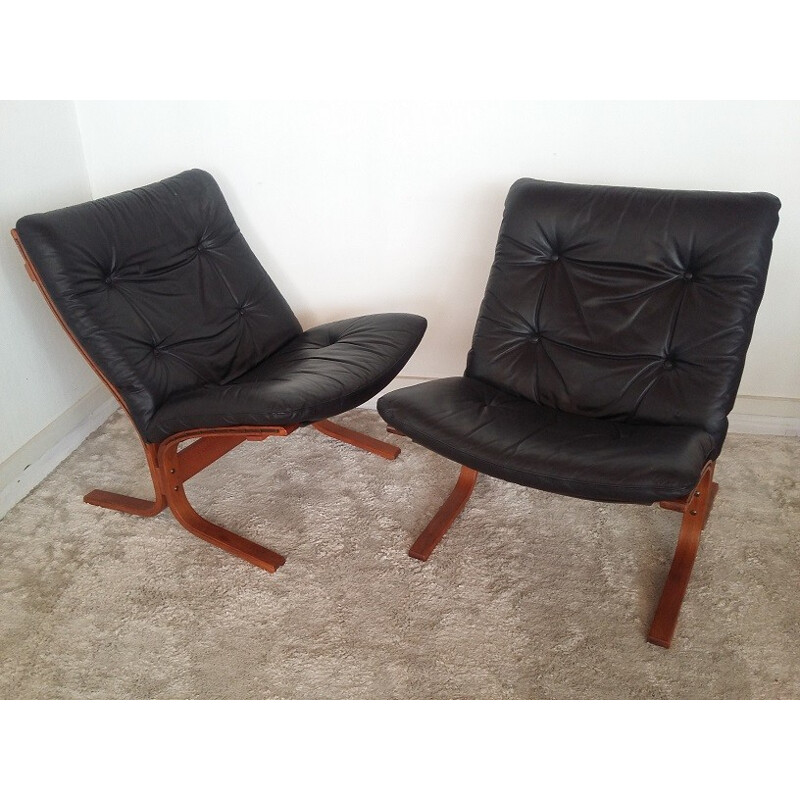 Vintage pair of scandinavian "Siesta" armchairs by Ingmar Relling for Westnofa - 1960s