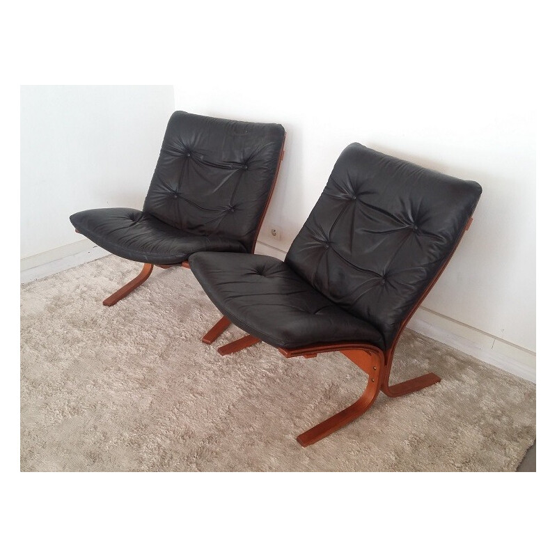 Vintage pair of scandinavian "Siesta" armchairs by Ingmar Relling for Westnofa - 1960s