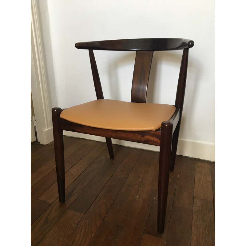 Vintage scandinavian chair in rosewood and leather by Dyrlund - 1960s