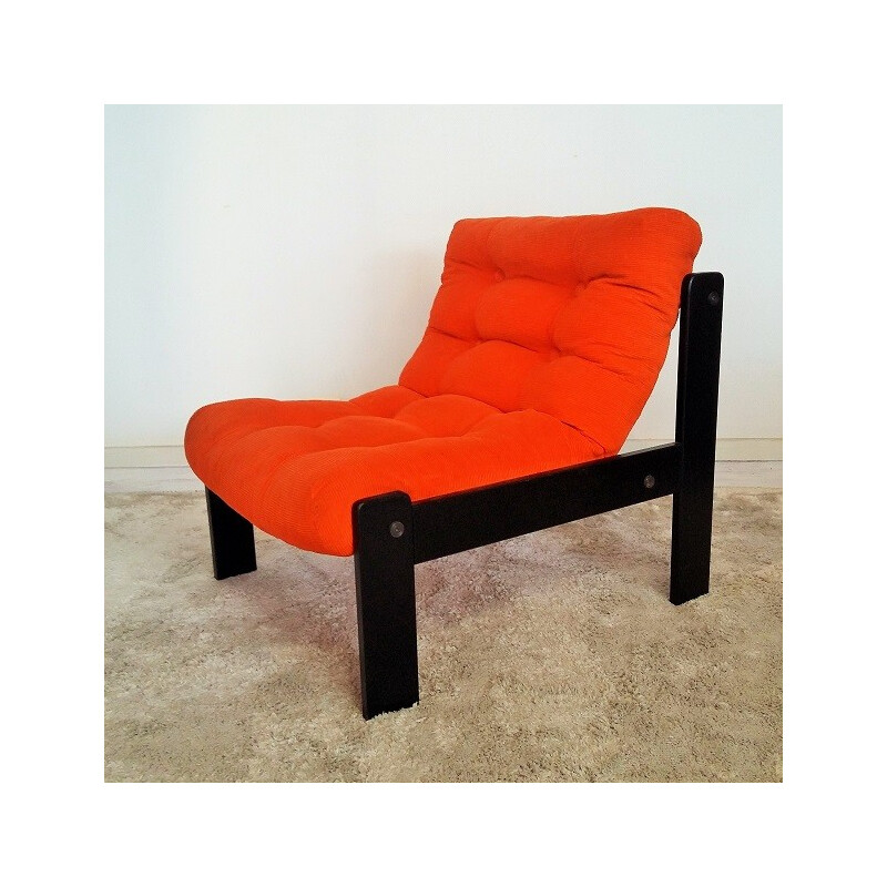 Vintage bright orange armchair - 1960s