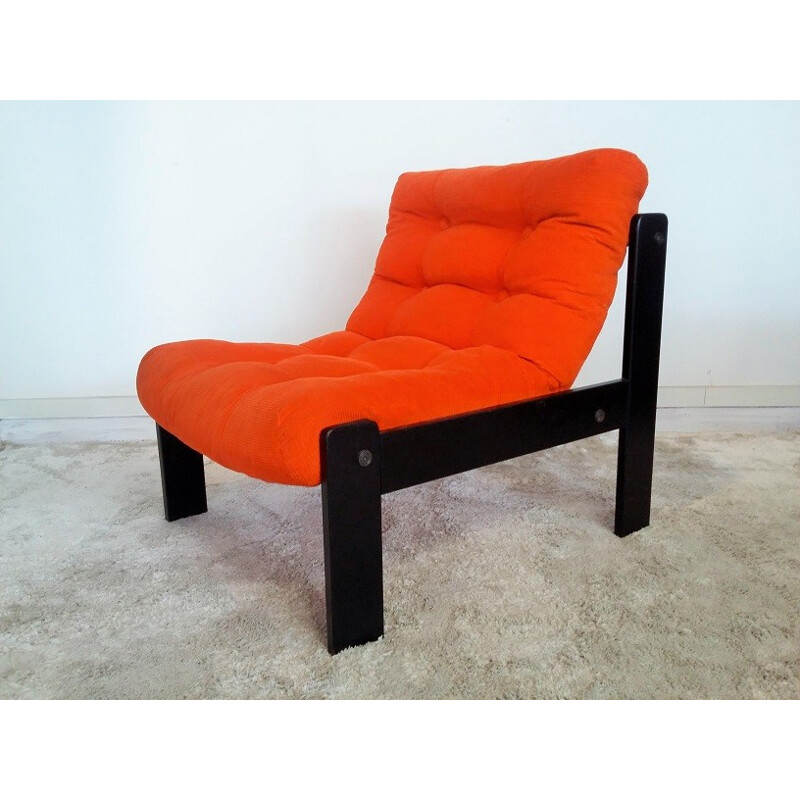 Vintage bright orange armchair - 1960s