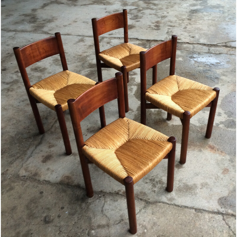 Set of 4 Meribel chairs, Charlotte PERRIAND - 1960s