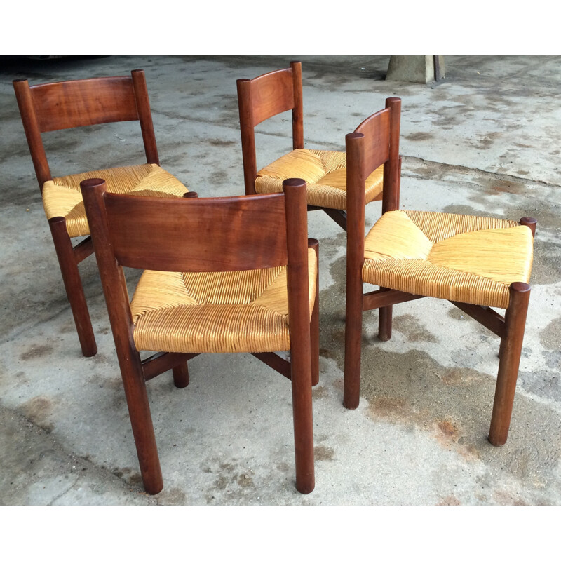 Set of 4 Meribel chairs, Charlotte PERRIAND - 1960s