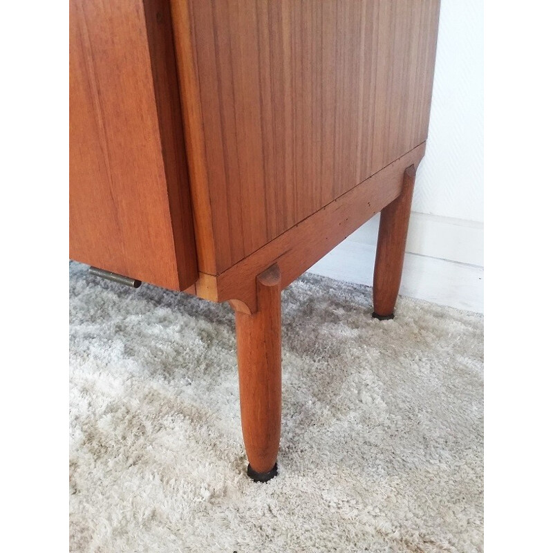 Vintage teak cabinet with black lacquered tray - 1960s