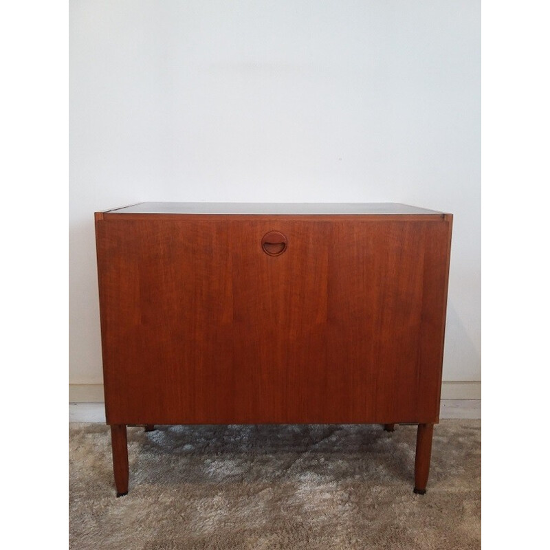 Vintage teak cabinet with black lacquered tray - 1960s