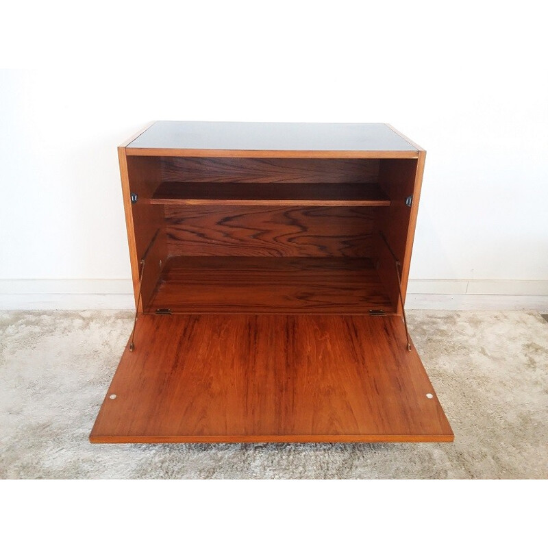 Vintage teak cabinet with black lacquered tray - 1960s