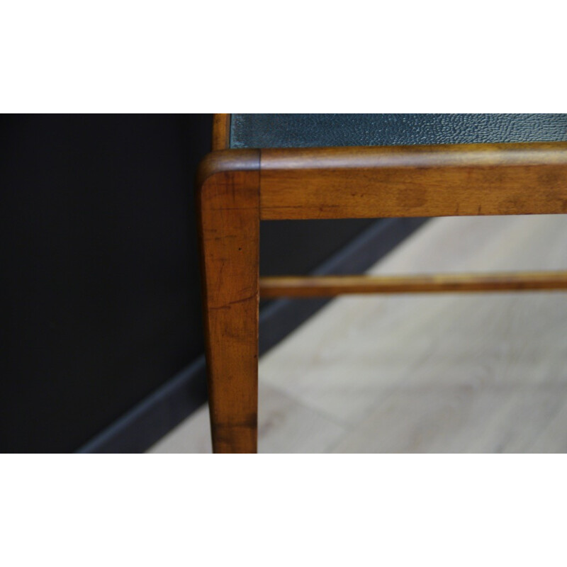 Vintage veneered with beech glass coffee table - 1960s