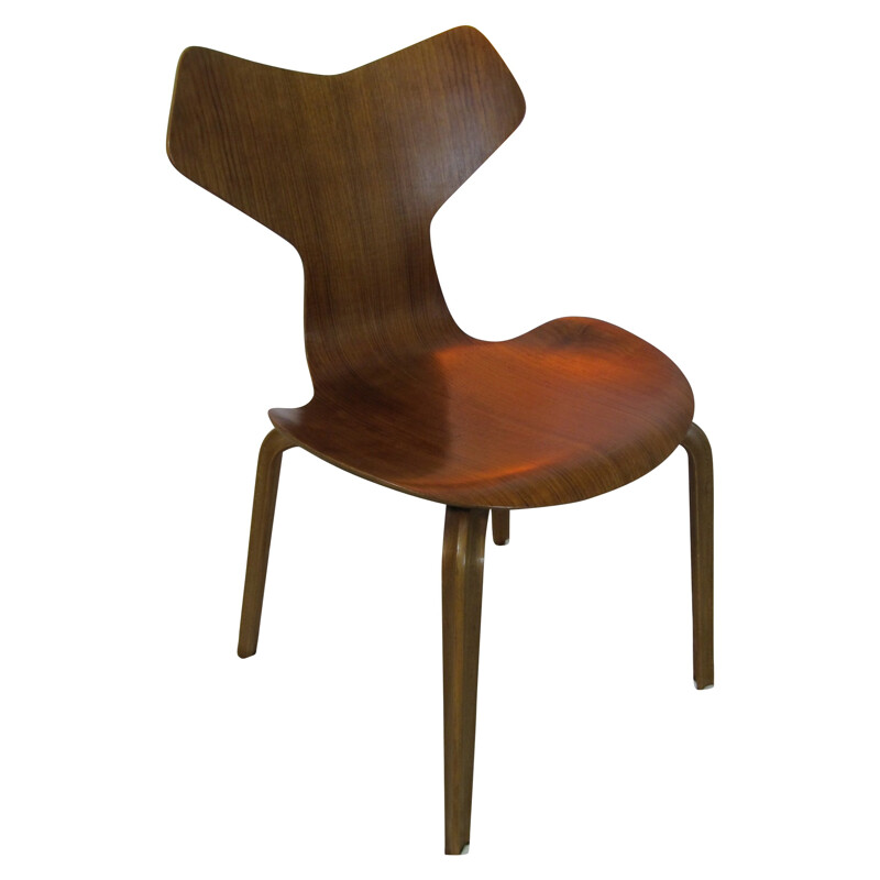 Set of 5 scandinavian chairs in teak and walnut, Arne JACOBSEN - 1960s