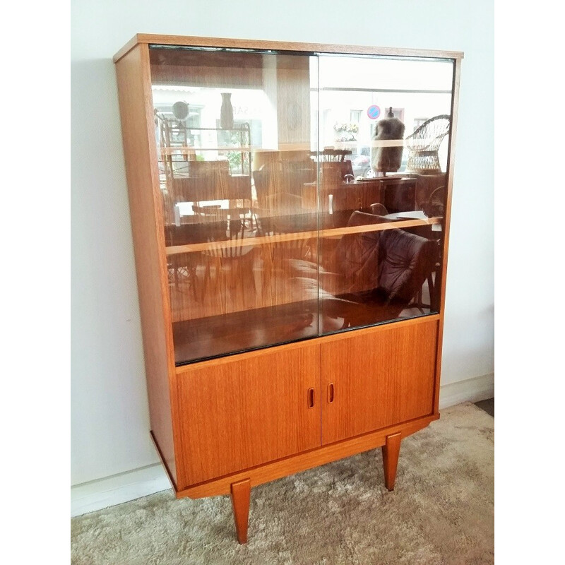 Vintage teak bookcase closet - 1960s