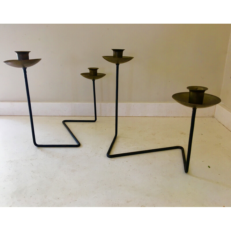 Vintage pair of brass candlesticks - 1950s