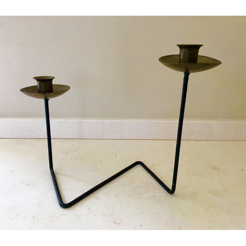 Vintage pair of brass candlesticks - 1950s