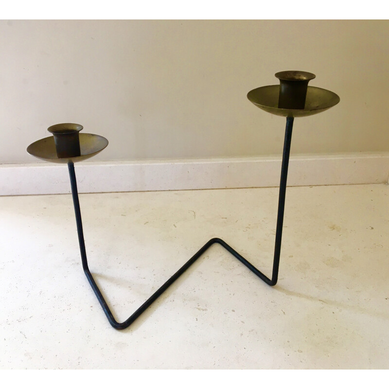 Vintage pair of brass candlesticks - 1950s