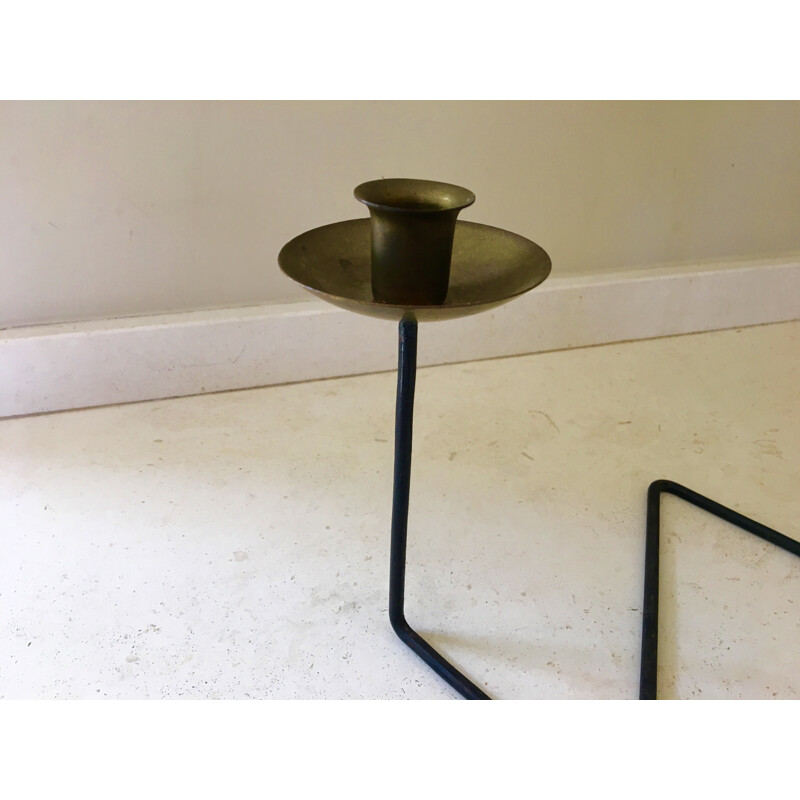 Vintage pair of brass candlesticks - 1950s