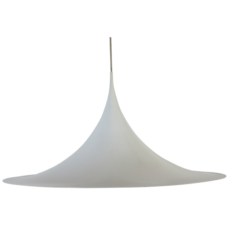 Vintage hanging lamp in white lacquered steel, Torsten THORUP - 1960s