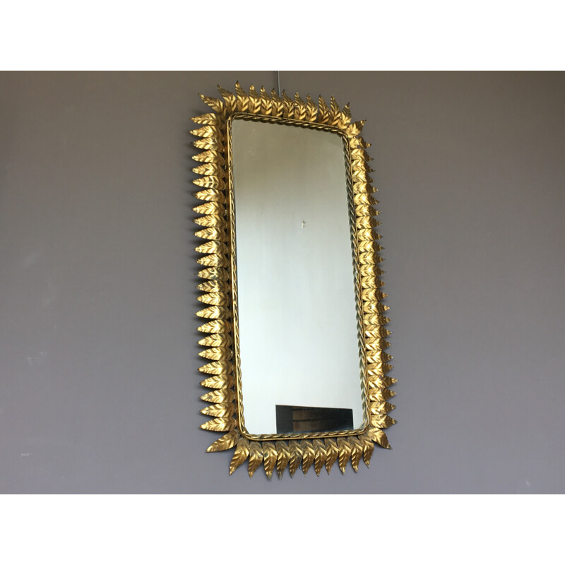 Miroir vintage en métal doré - 1970