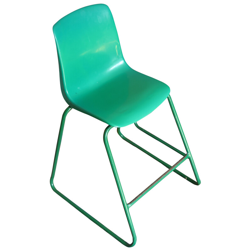 Children's chair in green lacquered metal and plastic - 1970s