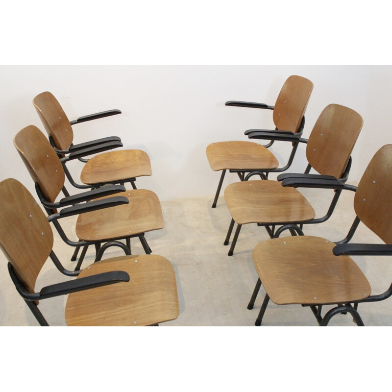 Vintage industrial plywood chairs, The Netherlands 1960