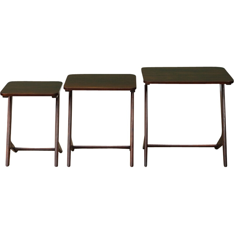 Vintage stained beeck nesting tables - 1960s