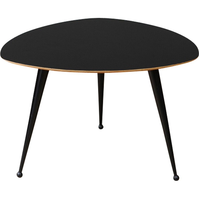 Table basse vintage laquée noire - 1960