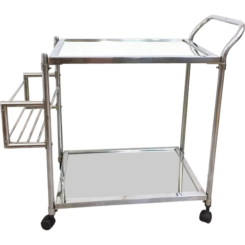 Vintage french chromed dessert trolley - 1970s