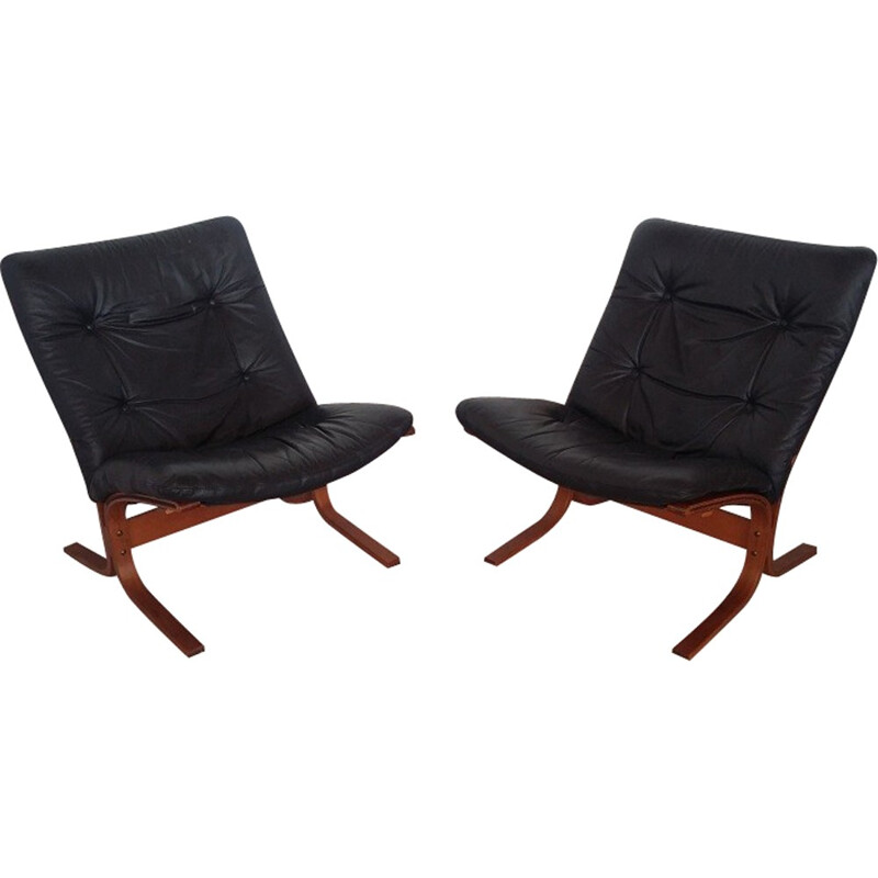 Vintage pair of scandinavian "Siesta" armchairs by Ingmar Relling for Westnofa - 1960s