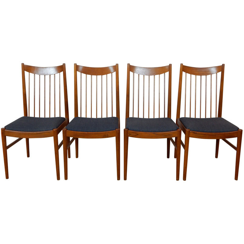 Set of four 422 chairs in teak and grey fabric, Arne VODDER - 1960s