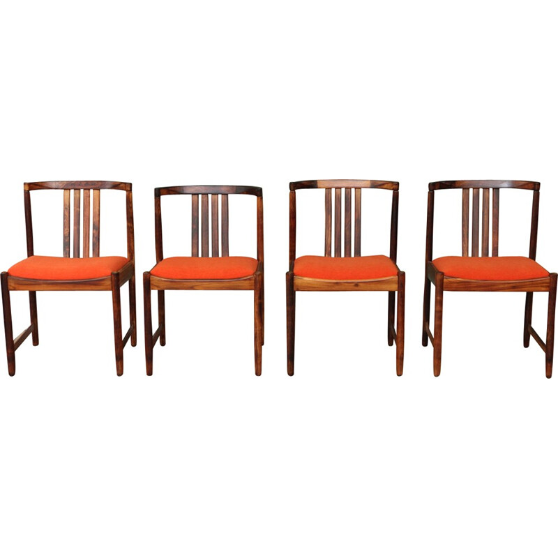 Suite de 4 chaises à repas vintage en palissandre - 1960