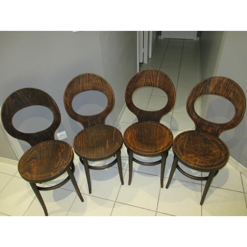 Suite de 4 chaises bistrot Baumann - 1960