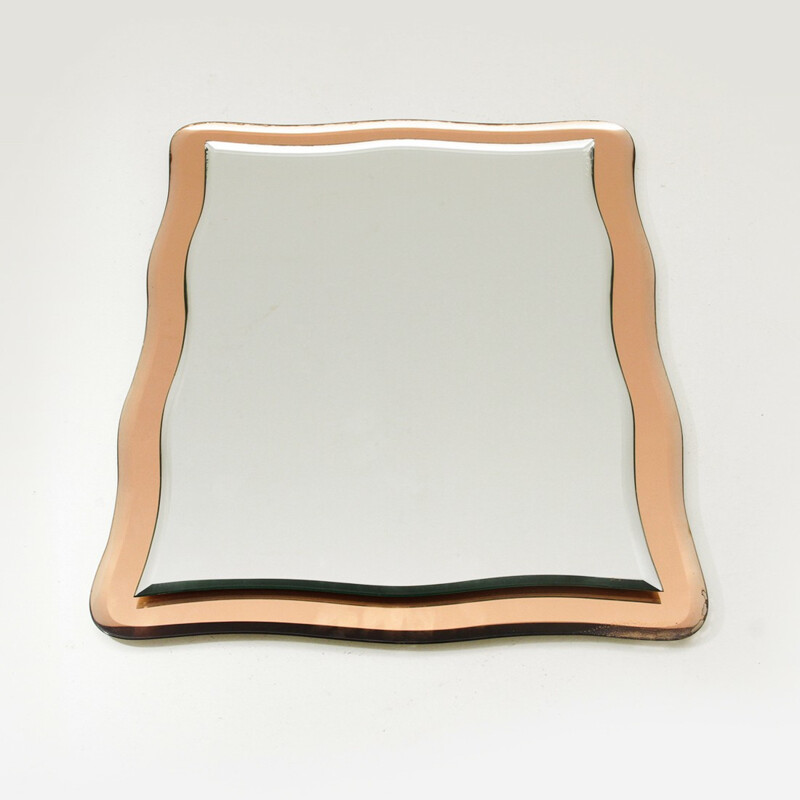Vintage Italian wall mirror with pink mirror frame - 1970s