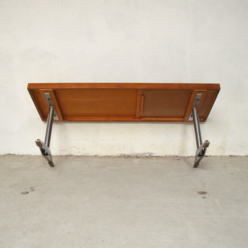 Table basse extensible avec pieds métal chromés - 1960