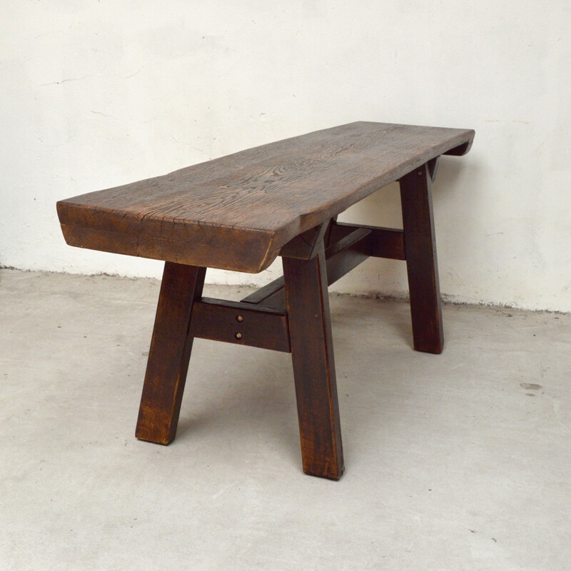 Vintage rustic solid wood work table - 1940s