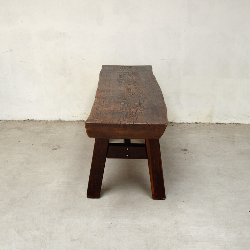 Table de travail vintage en bois massif - 1940