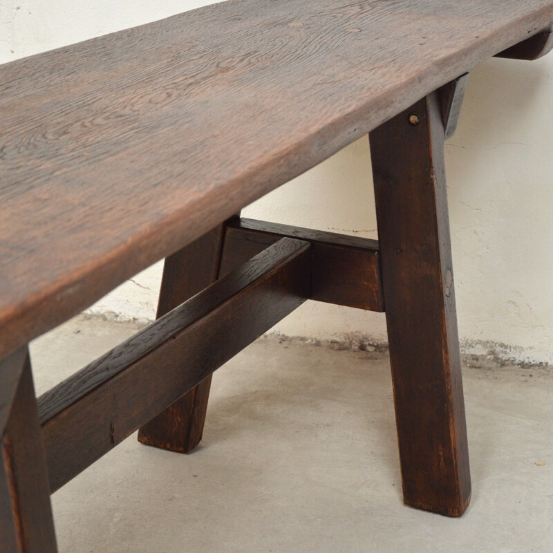 Vintage rustic solid wood work table - 1940s