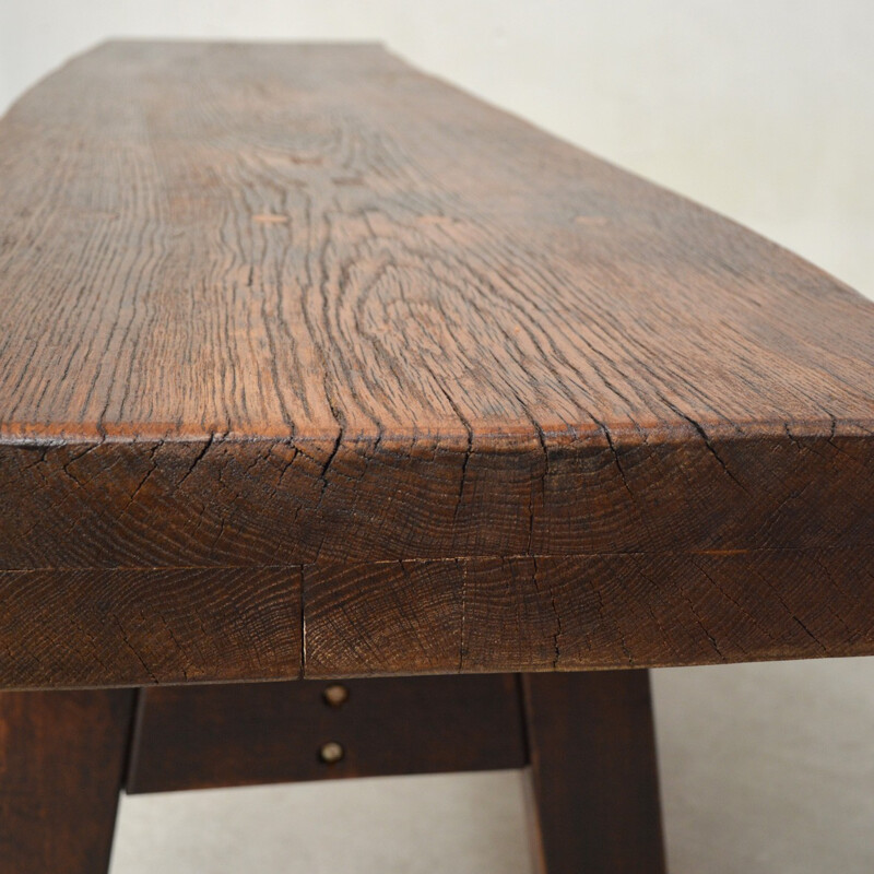 Vintage rustic solid wood work table - 1940s