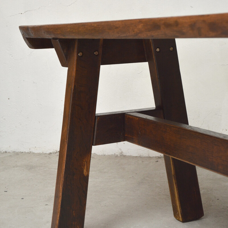 Vintage rustic solid wood work table - 1940s