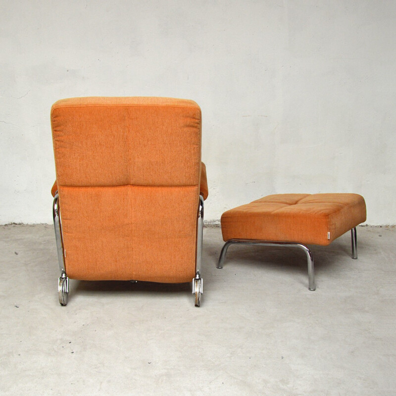 Set of 2 reclining chairs and 1 ottoman by Brühl - 1980s