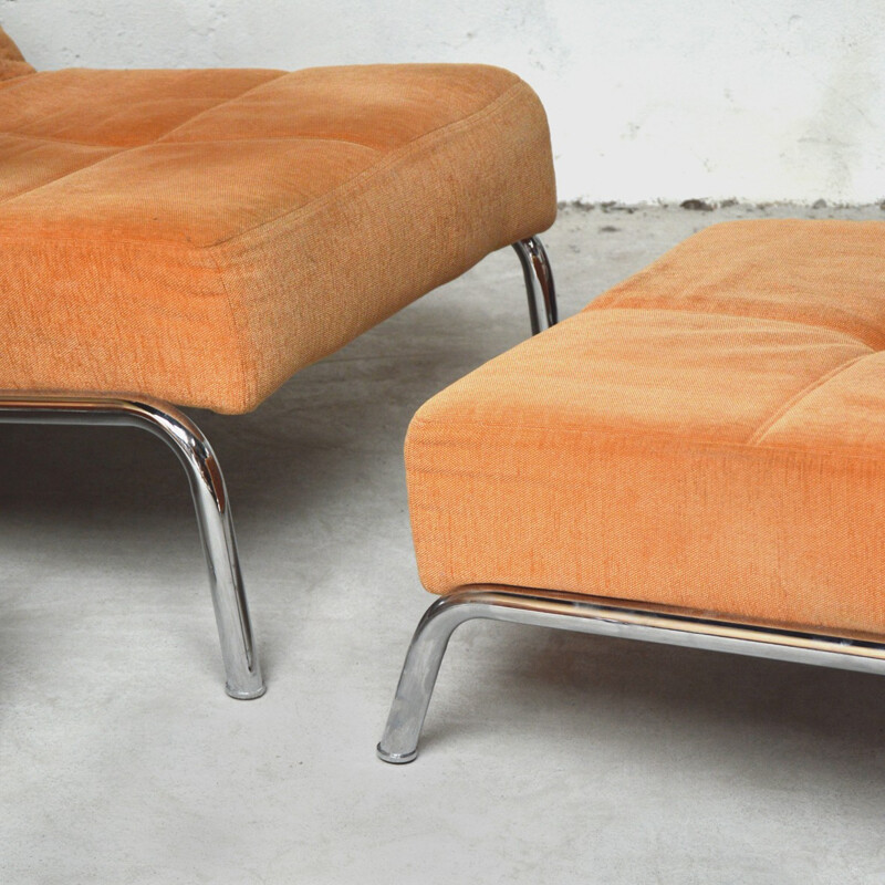 Set of 2 reclining chairs and 1 ottoman by Brühl - 1980s